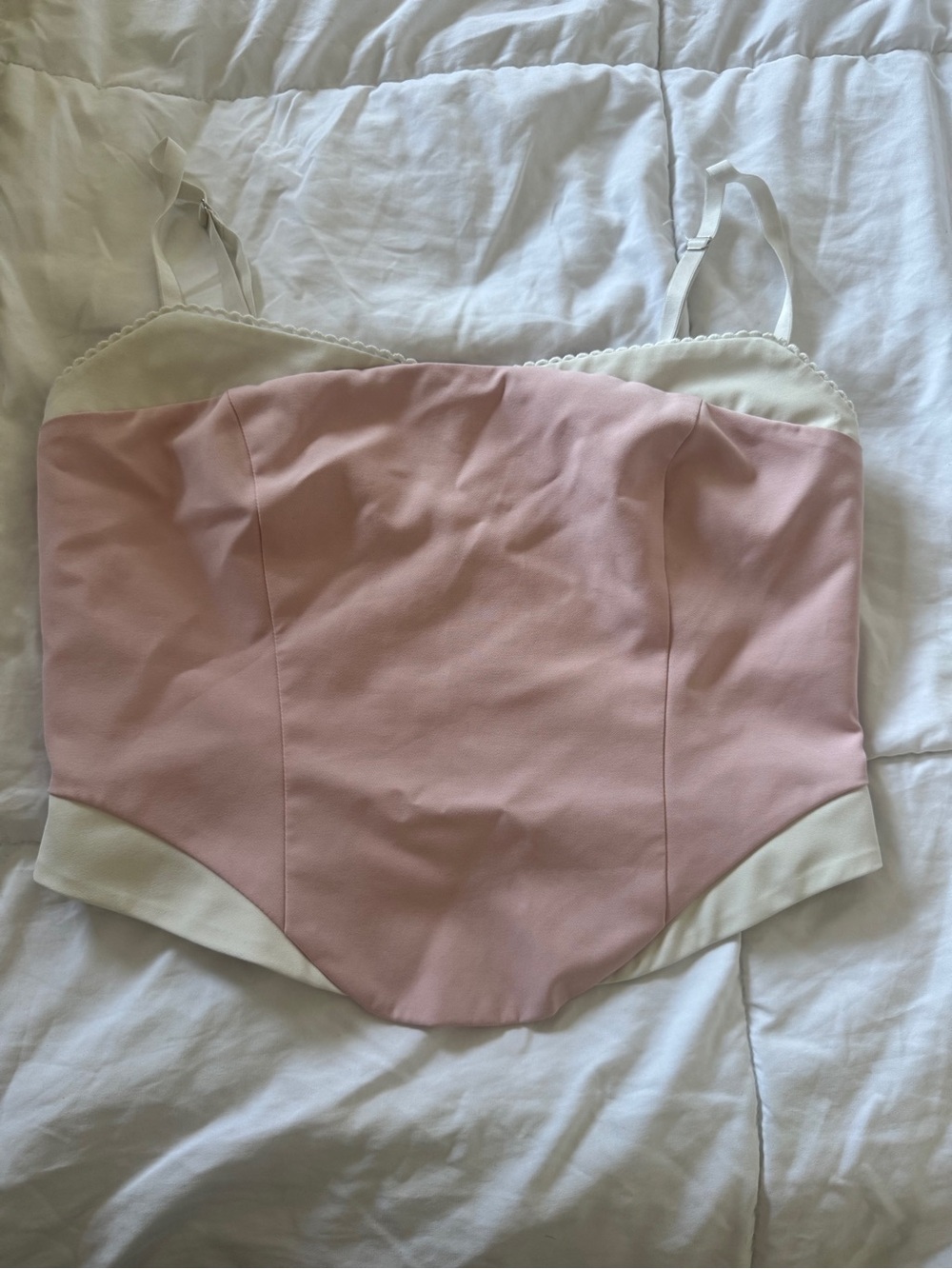 White Fox Boutique Pink and Cream Bustier Tank